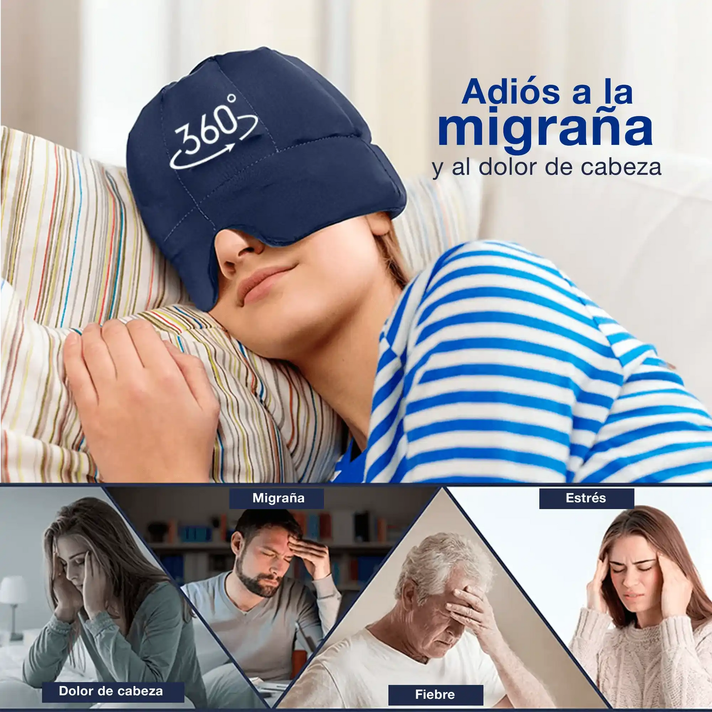 GORRO ANTI MIGRAÑA ❌4 CLIPS ANTI-RONQUIDOS