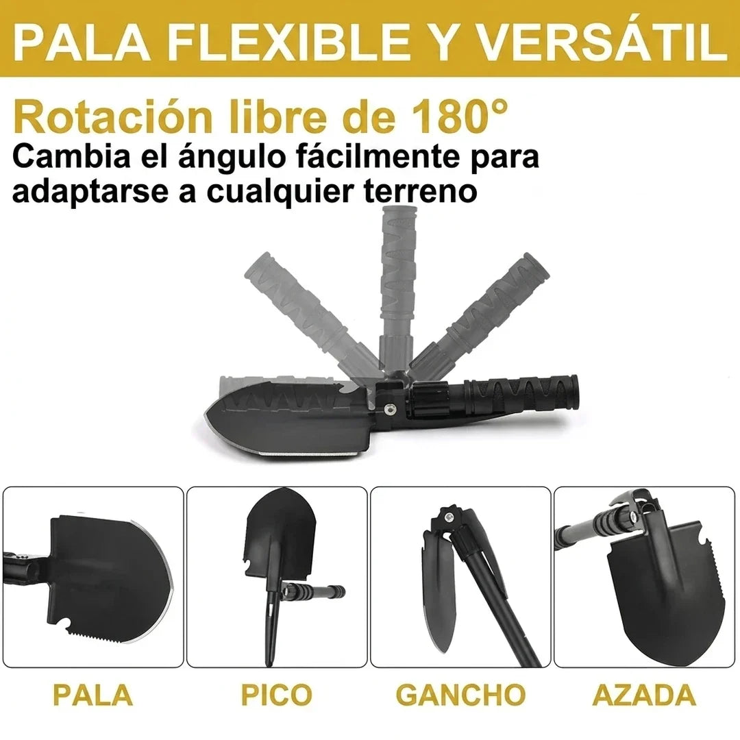 Pala Táctica Plegable Yeacool 13 en 1 Con Acero de Alto Carbono y Mango Modular